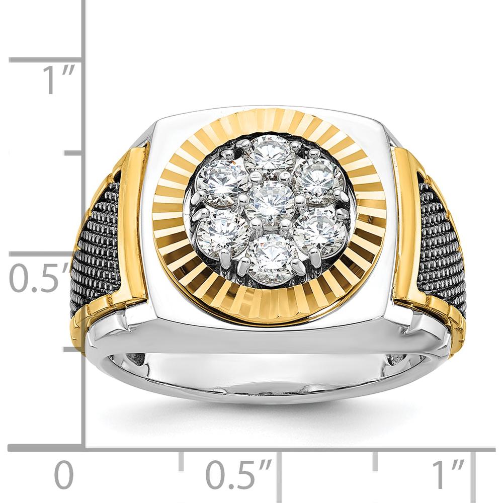 14K Yellow Gold and Black Rhodium Men's Round Diamond Cluster Ring - 1 Carat Total Diamond Weight by IBGoodman