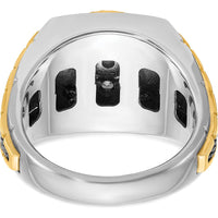 14K Yellow Gold and Black Rhodium Men's Round Diamond Cluster Ring - 1 Carat Total Diamond Weight by IBGoodman