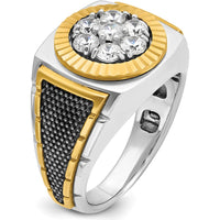 14K Yellow Gold and Black Rhodium Men's Round Diamond Cluster Ring - 1 Carat Total Diamond Weight by IBGoodman