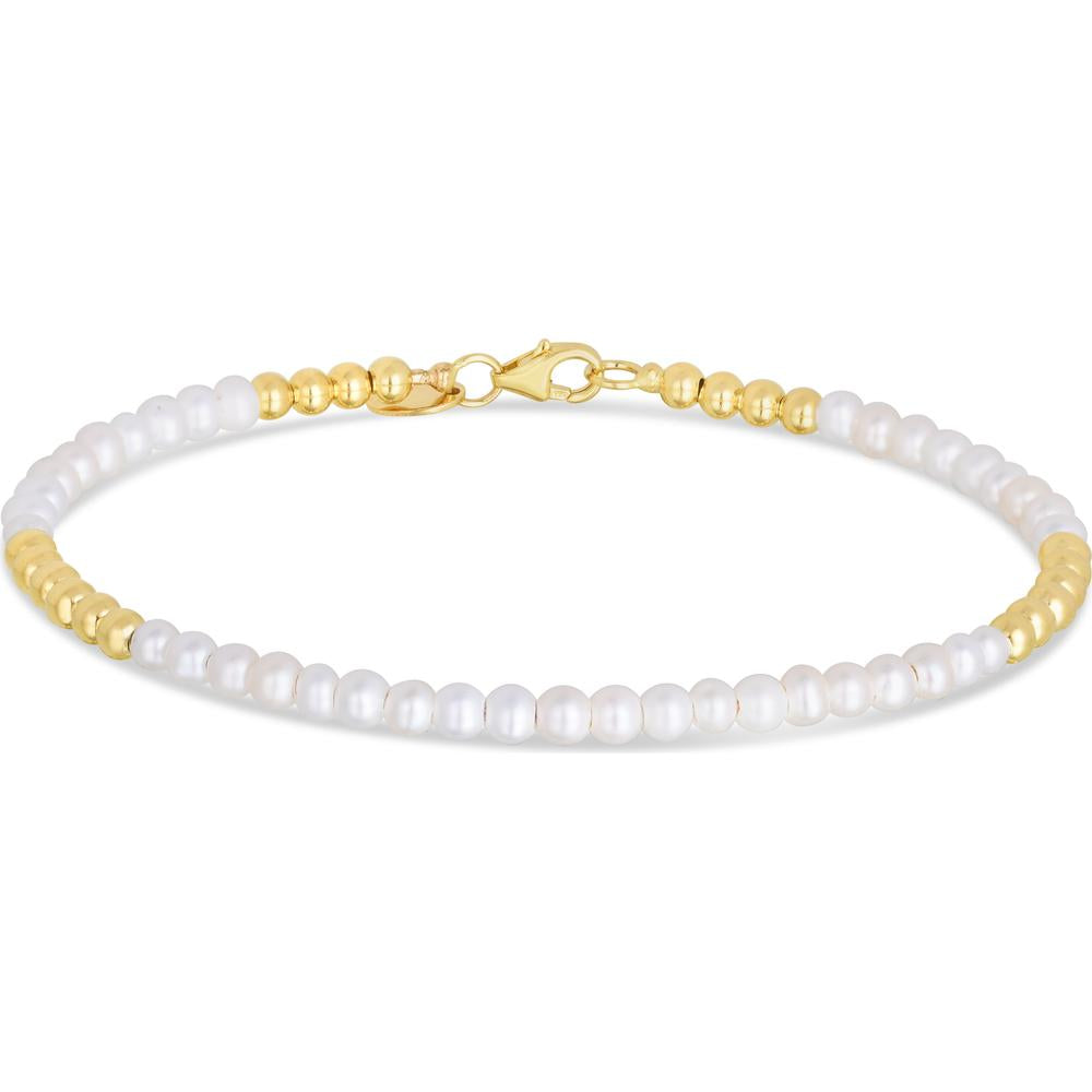 14K Yellow Gold & Freshwater Pearl Pallina Bead Bracelet - 7" by Orozza Fine Jewelry