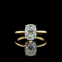 14K Yellow Gold and Platinum 2.01 Carat Cushion Cut Lab Diamond Solitaire Ring - D VVS2 IGI Certified - Covaloro Fine Jewelry