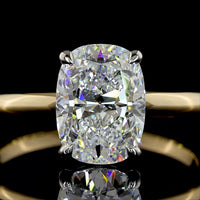 14K Yellow Gold and Platinum 2.01 Carat Cushion Cut Lab Diamond Solitaire Ring - D VVS2 IGI Certified - Covaloro Fine Jewelry