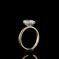 14K Yellow Gold and Platinum 2.01 Carat Cushion Cut Lab Diamond Solitaire Ring - D VVS2 IGI Certified - Covaloro Fine Jewelry