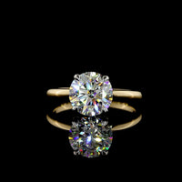 14K Yellow Gold and Platinum 2.19 Carat Round Brilliant Cut Lab Diamond Solitaire Ring - IGI Certified F VVS2 - Covaloro Fine Jewelry