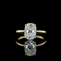 14K Yellow Gold & Platinum Cushion Brilliant Cut Lab Diamond Solitaire Ring - 2.52 Carat D VVS2 IGI Certified - Covaloro Fine Jewelry