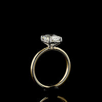 14K Yellow Gold & Platinum Cushion Brilliant Cut Lab Diamond Solitaire Ring - 2.52 Carat D VVS2 IGI Certified - Covaloro Fine Jewelry