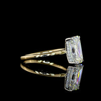 14K Yellow Gold and Platinum Emerald Cut Lab Diamond Engagement Ring with Hidden Halo - 2.76 Carat Total Diamond Weight, F VVS2 Clarity - Covaloro Fine Jewelry