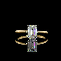 14K Yellow Gold & Platinum Emerald Cut Lab Diamond Solitaire Ring - 1.24 Carats D VVS2 IGI Certified - Covaloro Fine Jewelry