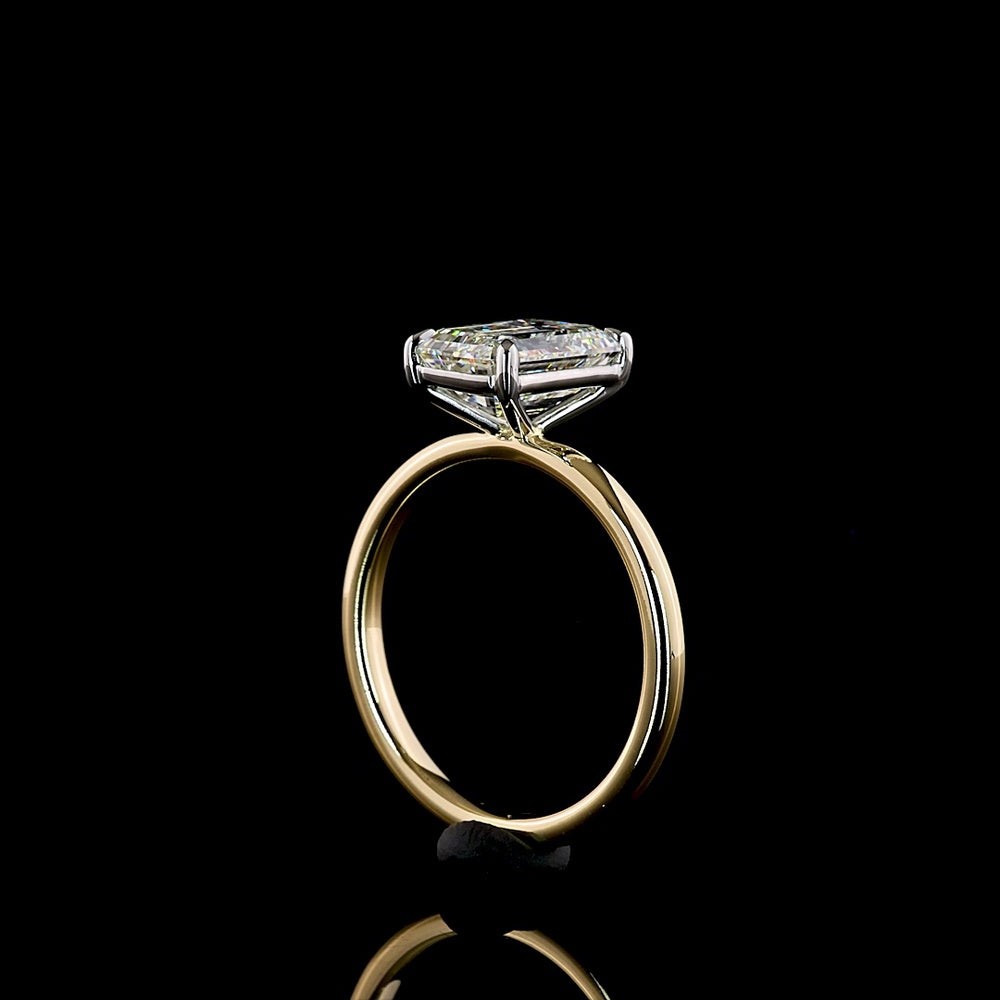 14K Yellow Gold & Platinum Emerald Cut Lab Diamond Solitaire Ring - 2.23 Carat E-F VVS2 IGI Certified - Covaloro Fine Jewelry