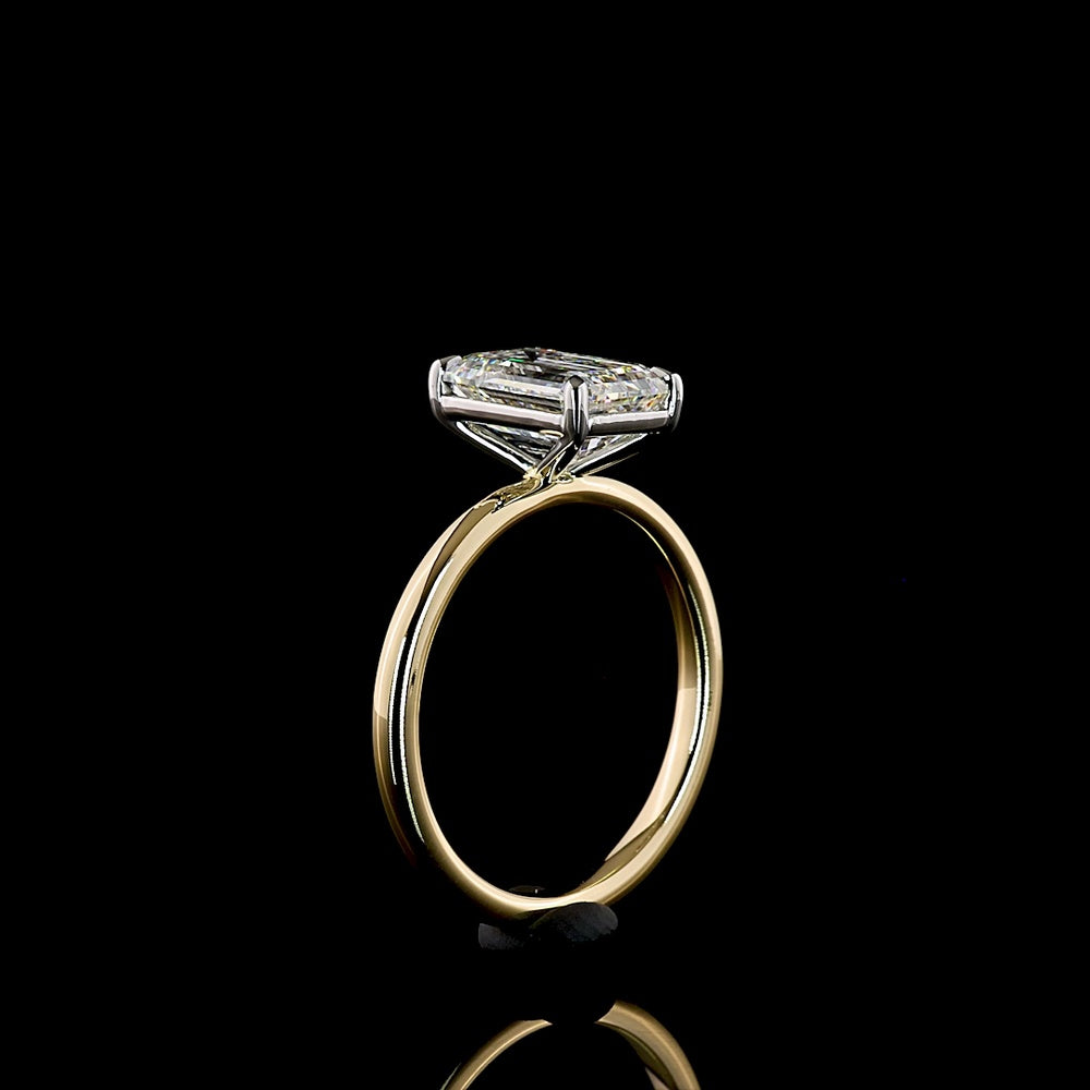 14K Yellow Gold & Platinum Emerald Cut Lab Diamond Solitaire Ring - 2.23 Carat E-F VVS2 IGI Certified - Covaloro Fine Jewelry