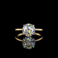 14K Yellow Gold and Platinum Halo Ring with 2.54 Carat Round Lab Diamond and Hidden Halo Accents - 2.63 Total Carat Weight - Covaloro Fine Jewelry