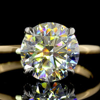 14K Yellow Gold and Platinum Halo Ring with 2.54 Carat Round Lab Diamond and Hidden Halo Accents - 2.63 Total Carat Weight - Covaloro Fine Jewelry
