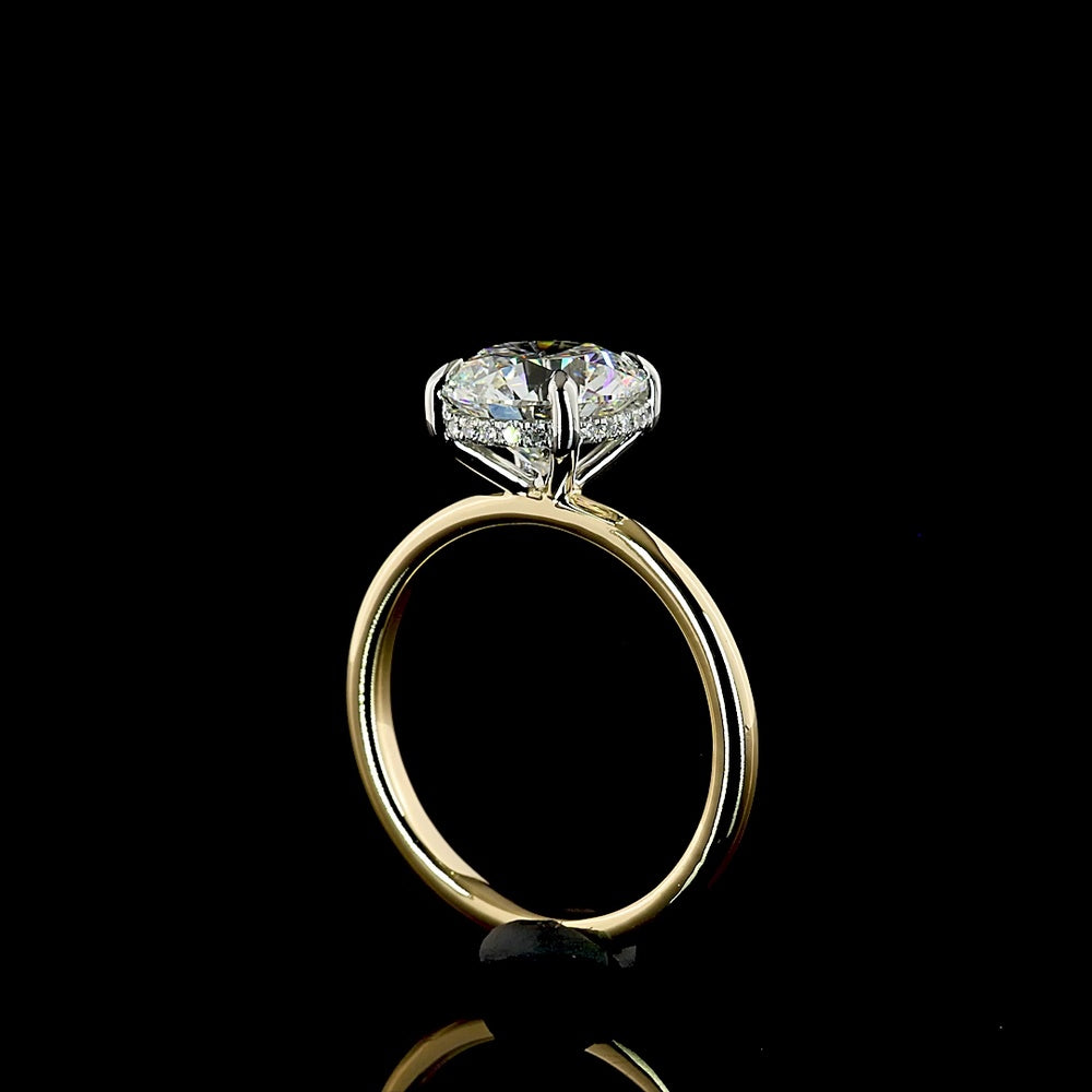 14K Yellow Gold and Platinum Halo Ring with 2.54 Carat Round Lab Diamond and Hidden Halo Accents - 2.63 Total Carat Weight - Covaloro Fine Jewelry