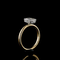 14K Yellow Gold and Platinum Hidden Halo Ring with 1.25 Carat Emerald Cut Lab Diamond and 0.06 Carat Brilliant Cut Lab Diamonds - 1.31 Total Carat Weight - Covaloro Fine Jewelry