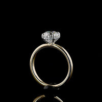 14K Yellow Gold and Platinum Hidden Halo Ring with 1.30 Carat Round Brilliant Lab Diamond and 0.06 Carat Diamond Accents - 1.36 Carat Total Weight - Covaloro Fine Jewelry