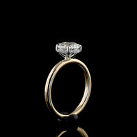 14K Yellow Gold and Platinum Hidden Halo Ring with 1.30 Carat Round Brilliant Lab Diamond and 0.06 Carat Diamond Accents - 1.36 Carat Total Weight - Covaloro Fine Jewelry