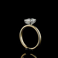 14K Yellow Gold & Platinum Hidden Halo Ring with 1.52 Carats Total Weight Cushion Brilliant Lab Diamond - D VVS2 IGI Certified - Covaloro Fine Jewelry