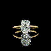 14K Yellow Gold and Platinum Hidden Halo Ring with 2.09 Carat Cushion Brilliant Cut Lab Diamond and D VVS2 Clarity - 2.18 Total Carat Weight - Covaloro Fine Jewelry