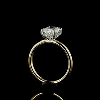 14K Yellow Gold and Platinum Hidden Halo Ring with 2.09 Carat Cushion Brilliant Cut Lab Diamond and D VVS2 Clarity - 2.18 Total Carat Weight - Covaloro Fine Jewelry
