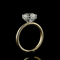 14K Yellow Gold and Platinum Hidden Halo Ring with 2.14 Carat Round Brilliant Lab Diamond and 0.07 Carat Accent Diamonds - Total 2.21 Carats - Covaloro Fine Jewelry
