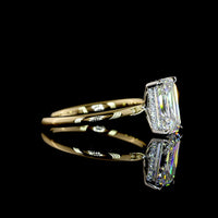 14K Yellow Gold and Platinum Hidden Halo Ring with 2.19 Carat Emerald Cut Lab Diamond and 0.08 Carat Brilliant Cut Diamond Accents - IGI Certified D VVS1 - Covaloro Fine Jewelry