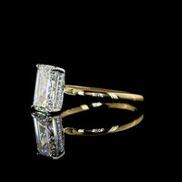 14K Yellow Gold and Platinum Hidden Halo Ring with 2.19 Carat Emerald Cut Lab Diamond and 0.08 Carat Brilliant Cut Diamond Accents - IGI Certified D VVS1 - Covaloro Fine Jewelry