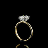 14K Yellow Gold and Platinum Hidden Halo Ring with 2.58 Carat Cushion Brilliant Cut Lab Diamond (E VVS2) and 0.09 Carat Diamond Accents - 2.67 Carat Total Weight - Covaloro Fine Jewelry