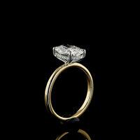 14K Yellow Gold and Platinum Hidden Halo Ring with 2.58 Carat Cushion Brilliant Cut Lab Diamond (E VVS2) and 0.09 Carat Diamond Accents - 2.67 Carat Total Weight - Covaloro Fine Jewelry