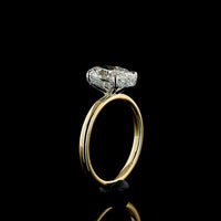 14K Yellow Gold & Platinum Hidden Halo Ring with 2.62 Carat D VVS2 Oval Lab Diamond and 0.09 Carat Brilliant Cut Accent Diamonds - IGI Certified (2.71 Total Carat Weight) - Covaloro Fine Jewelry