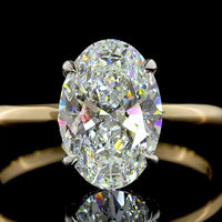 14K Yellow Gold & Platinum Oval Cut Lab Diamond Hidden Halo Ring - 2.27 Carat Total Weight, E VVS1 Center with IGI Certification - Covaloro Fine Jewelry