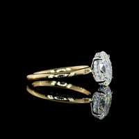 14K Yellow Gold and Platinum Oval Cut Lab Diamond Hidden Halo Ring with E VS1 Center Stone - 1.66 Carat Total Diamond Weight - Covaloro Fine Jewelry