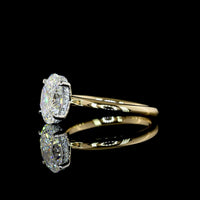 14K Yellow Gold and Platinum Oval Cut Lab Diamond Hidden Halo Ring with E VS1 Center Stone - 1.66 Carat Total Diamond Weight - Covaloro Fine Jewelry