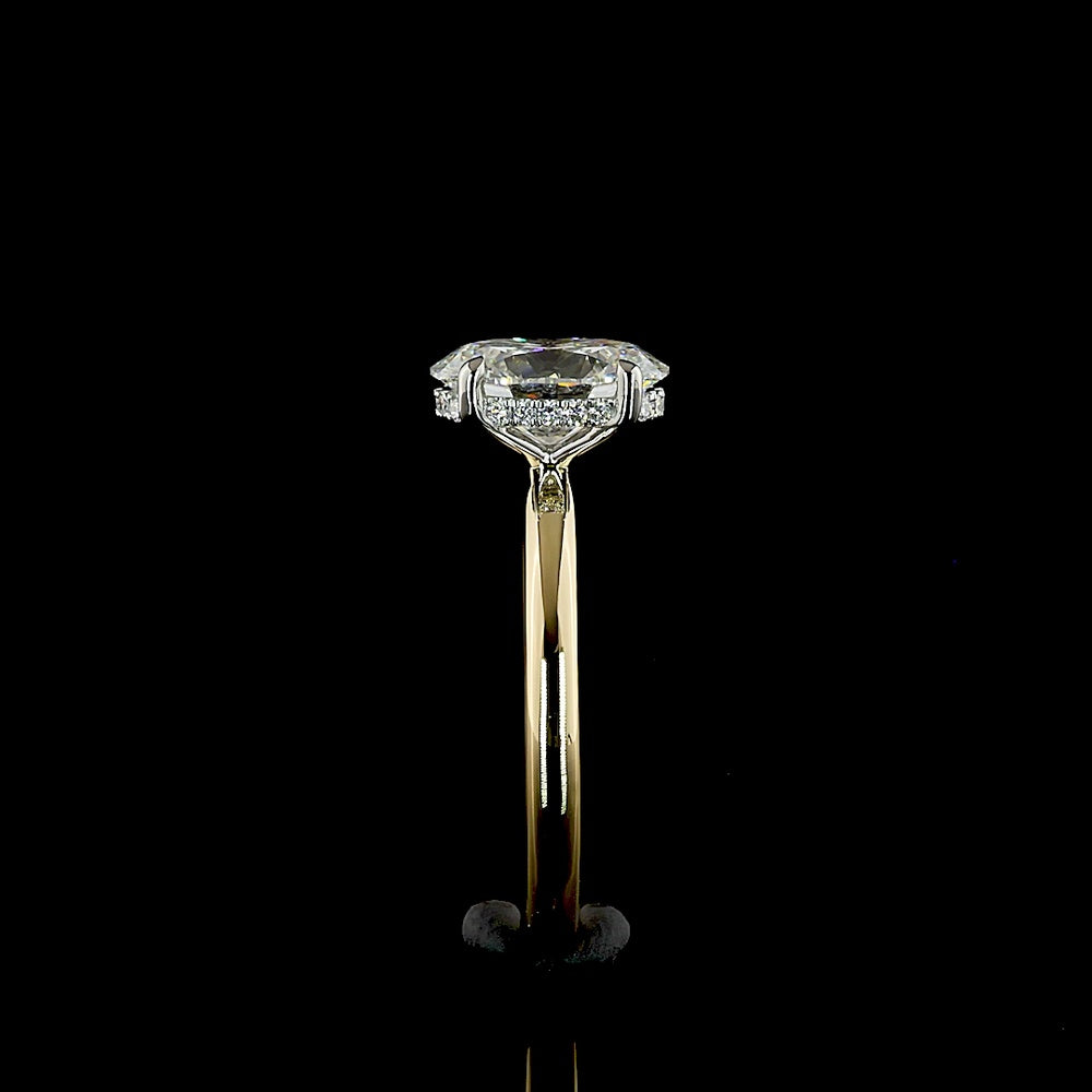 14K Yellow Gold and Platinum Oval Cut Lab Diamond Hidden Halo Ring with E VS1 Center Stone - 1.66 Carat Total Diamond Weight - Covaloro Fine Jewelry