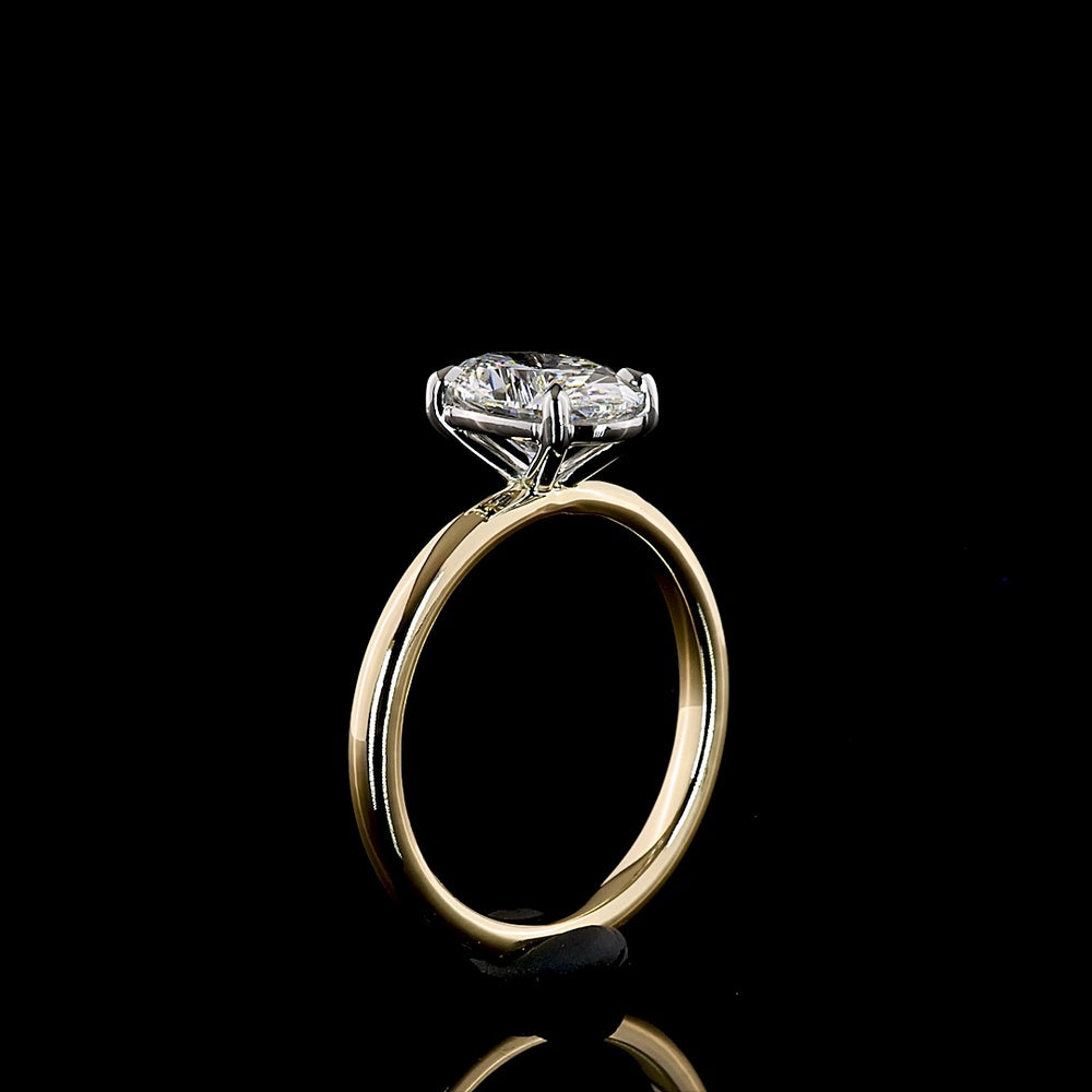 14K Yellow Gold & Platinum Oval Cut Solitaire Ring with 1.52 Carat D VVS2 Lab Diamond - IGI Certified - Covaloro Fine Jewelry
