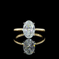 14K Yellow Gold and Platinum Oval Cut Solitaire Ring with 2.04 Carat Lab Diamond - E-F Color VVS2 Clarity IGI Certified - Covaloro Fine Jewelry