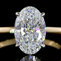 14K Yellow Gold and Platinum Oval Cut Solitaire Ring with 2.04 Carat Lab Diamond - E-F Color VVS2 Clarity IGI Certified - Covaloro Fine Jewelry
