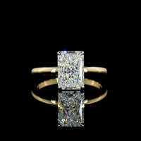 14K Yellow Gold and Platinum Radiant Cut Solitaire Engagement Ring with Lab Grown F VVS2 Diamond - 2.15 Carat Total Diamond Weight - Covaloro Fine Jewelry