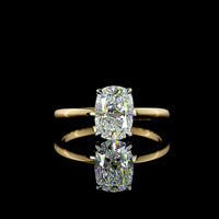 14K Yellow Gold and Platinum Solitaire Engagement Ring with 1.45 Carat IGI Certified D VVS2 Lab-Grown Cushion Brilliant Diamond - Covaloro Fine Jewelry
