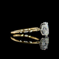14K Yellow Gold and Platinum Solitaire Engagement Ring with 1.45 Carat IGI Certified D VVS2 Lab-Grown Cushion Brilliant Diamond - Covaloro Fine Jewelry