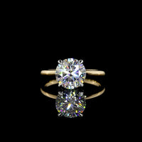 14K Yellow Gold and Platinum Solitaire Engagement Ring with 2.54 Carat Round Brilliant Cut Lab Diamond - E VS1 Clarity, IGI Certified - Covaloro Fine Jewelry