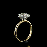14K Yellow Gold and Platinum Solitaire Engagement Ring with 2.54 Carat Round Brilliant Cut Lab Diamond - E VS1 Clarity, IGI Certified - Covaloro Fine Jewelry