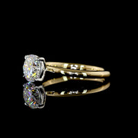 14K Yellow Gold and Platinum Solitaire Ring with 1.21 Carat Round Brilliant Lab-Grown Diamond - D Color VS2 Clarity IGI Certified - Covaloro Fine Jewelry