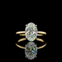 14K Yellow Gold and Platinum Solitaire Ring with North-South Oval Cut Lab Diamond - 2.63 Carat - E-F VVS2 - Covaloro Fine Jewelry