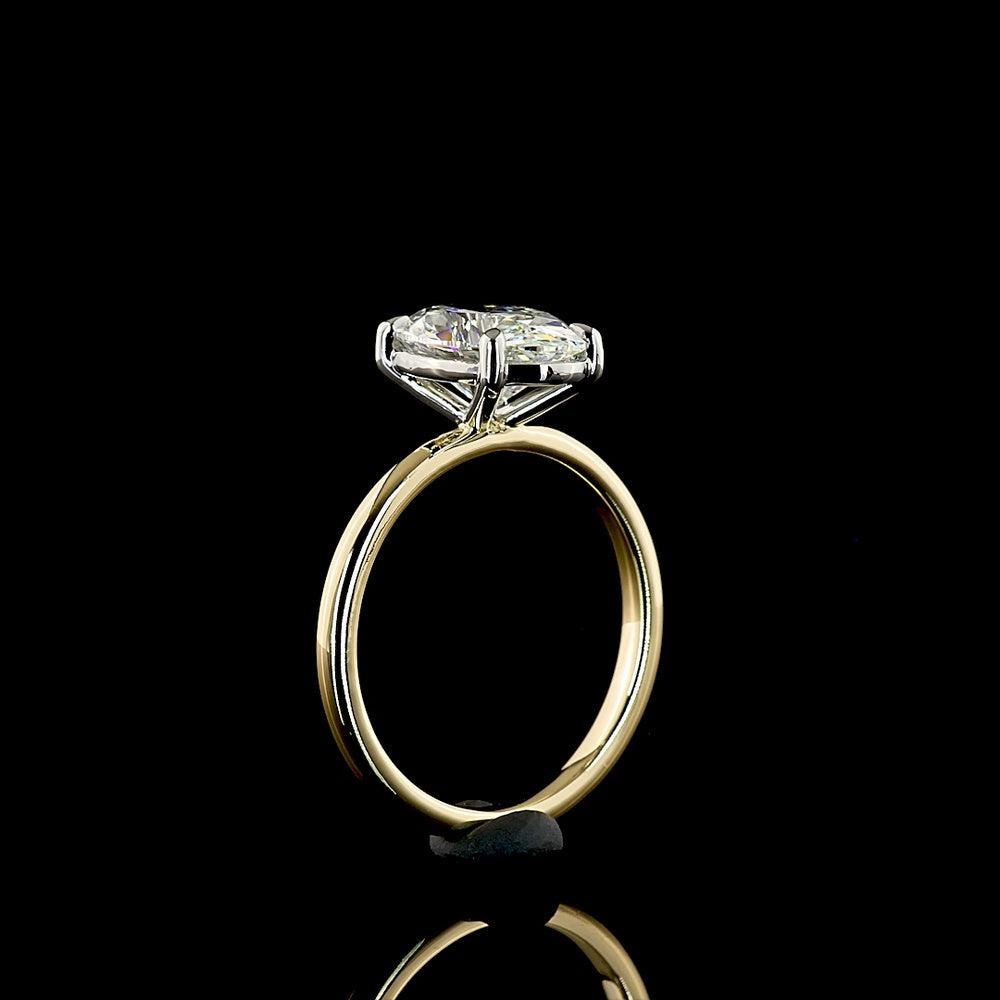 14K Yellow Gold and Platinum Solitaire Ring with North-South Oval Cut Lab Diamond - 2.63 Carat - E-F VVS2 - Covaloro Fine Jewelry