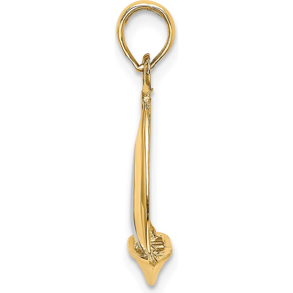 14K Yellow Gold and Rhodium 3D Polished Sailboat Charm - Nautical Pendant for Bracelets and Necklaces by Oro Pregiato