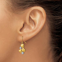 14K Yellow Gold and Rhodium Accented Triple Heart Drop Earrings with Polished Finish by 0