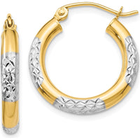 14K Yellow Gold & Rhodium Diamond-Cut 20mm Medium Hoop Earrings by 0