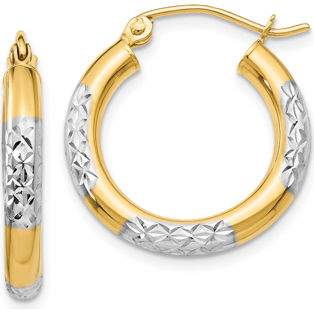 14K Yellow Gold & Rhodium Diamond-Cut 20mm Medium Hoop Earrings by 0