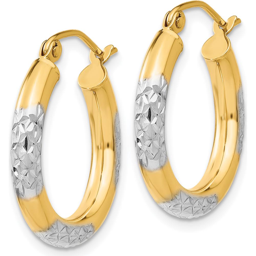 14K Yellow Gold & Rhodium Diamond-Cut 20mm Medium Hoop Earrings by 0