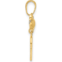 14K Yellow Gold and Rhodium Diamond-Cut Bird on Birdcage Pendant - Polished Charm Design by Oro Pregiato